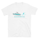 Lake Life Wakesurfing Boat & Surfer Short-Sleeve Unisex T-Shirt