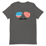 Lake Life American Flag Sunglasses Unisex t-shirt