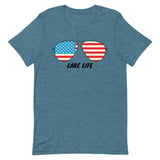 Lake Life American Flag Sunglasses Unisex t-shirt