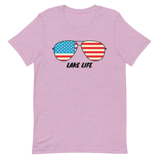 Lake Life American Flag Sunglasses Unisex t-shirt