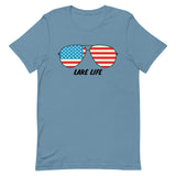 Lake Life American Flag Sunglasses Unisex t-shirt