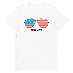 Lake Life American Flag Sunglasses Unisex t-shirt